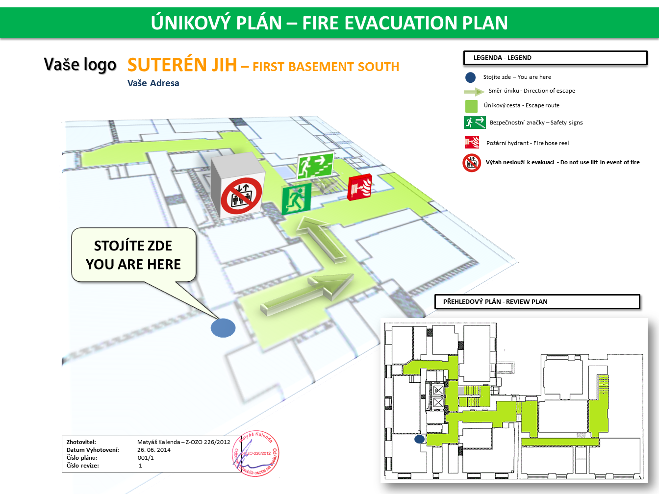 Evakuační plán Grafika situační 3D